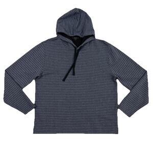 Vince Mens Hoodie Large Blue Gray Striped Double Knit Pullover Casual